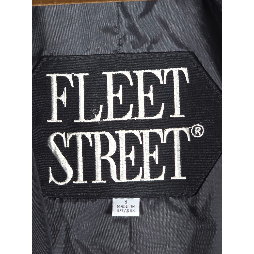 Fleet Street Womens Black Double Breasted Trench Coat Sz 6 *MISSING BELT* - Picture 2 of 10